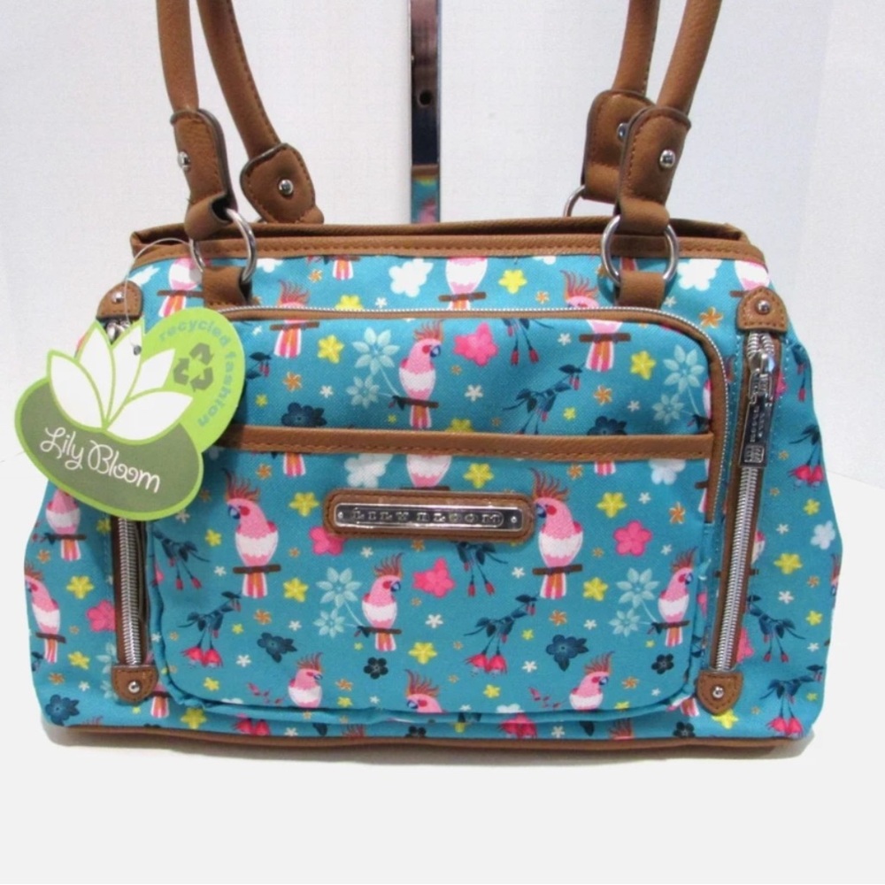 Lily Bloom Parrots in Paradise Floral Maggie Satchel NWT amazing colors